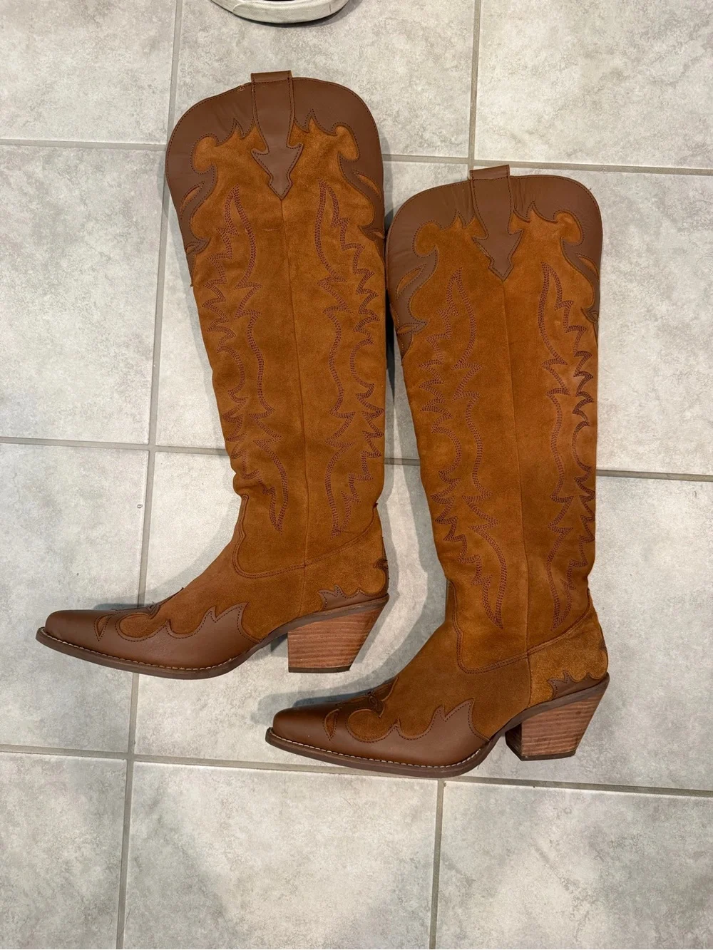 dingo Chestnut Brown Suede Over-the-Knee Western Boots